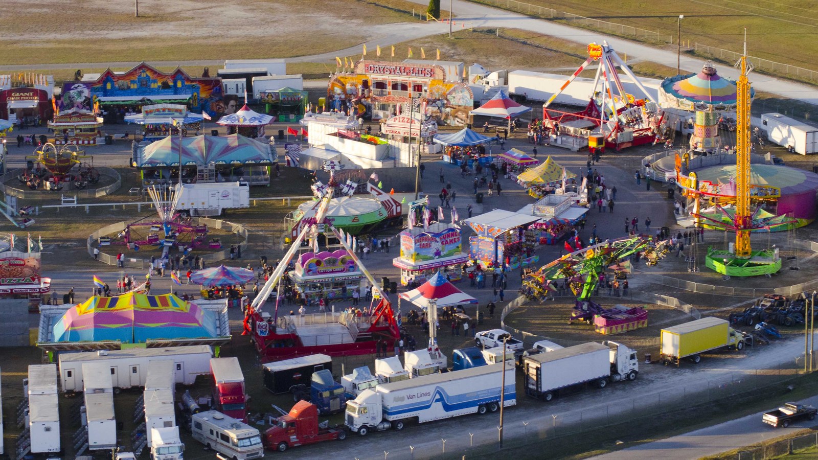 Aerial view of the Coastal Carolina Fair midway at the fairgrounds in Ladson