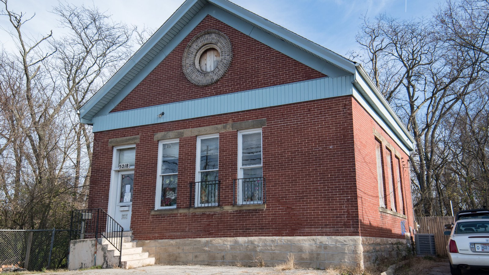 The former Cherry Hill School, a historic brick schoolhouse on North High Street in Clintonville, Columbus