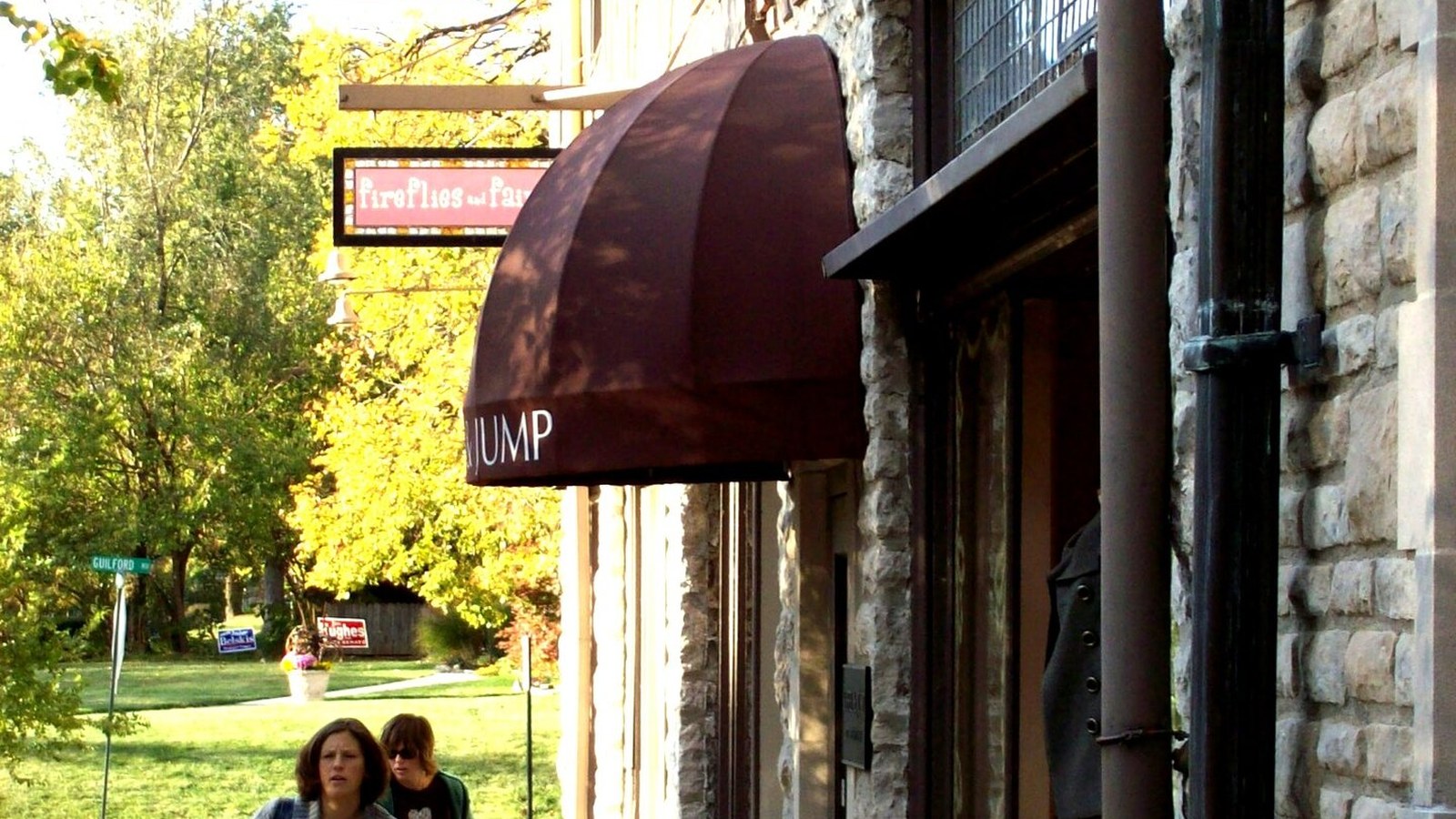 Storefronts and sidewalk along the historic downtown business district of Upper Arlington, Ohio