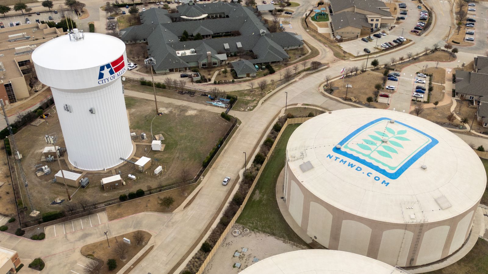 The City of Allen water tower and storage tanks