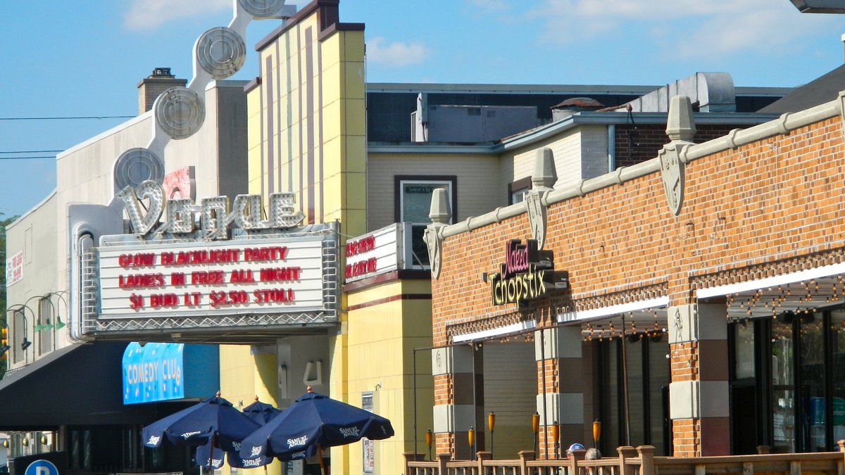 The Vogue Theater's marquee on Broad Ripple Avenue in Indianapolis