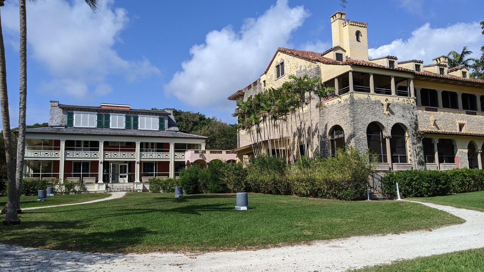 The stone Mediterranean Revival main house and adjoining Richmond Cottage at the historic Deering Estate in Palmetto Bay