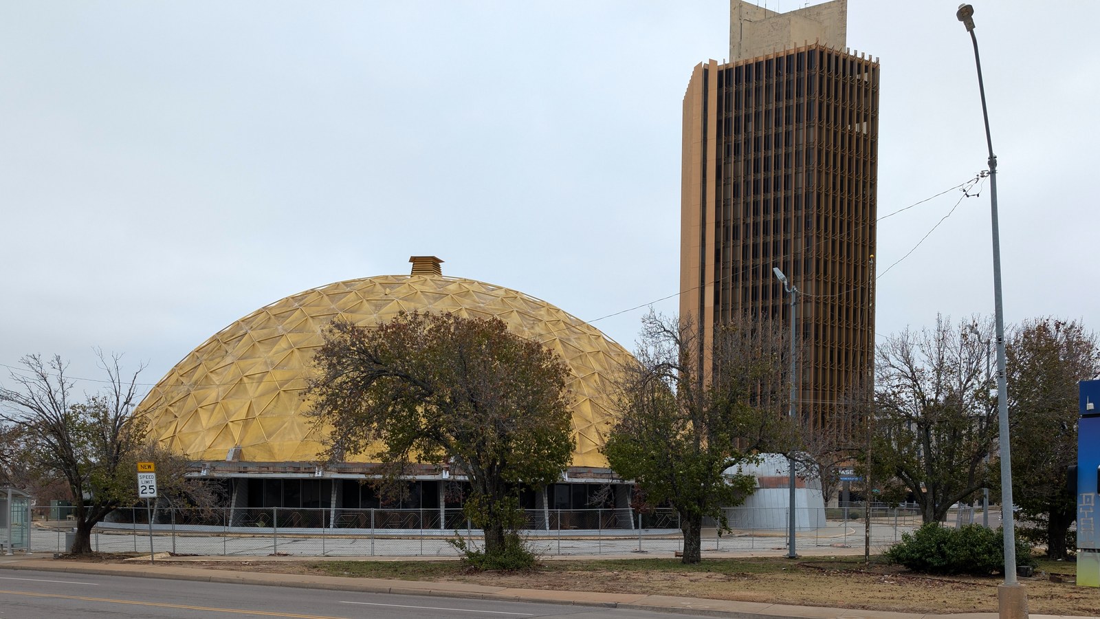 The Gold Dome, a distinctive geodesic-domed former bank building at NW 23rd Street and Classen Boulevard in Oklahoma City's Uptown district