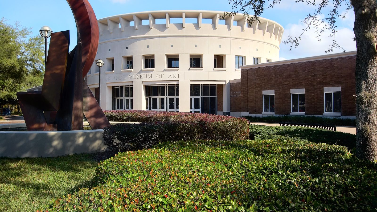 The Orlando Museum of Art building and sculpture in Loch Haven Park