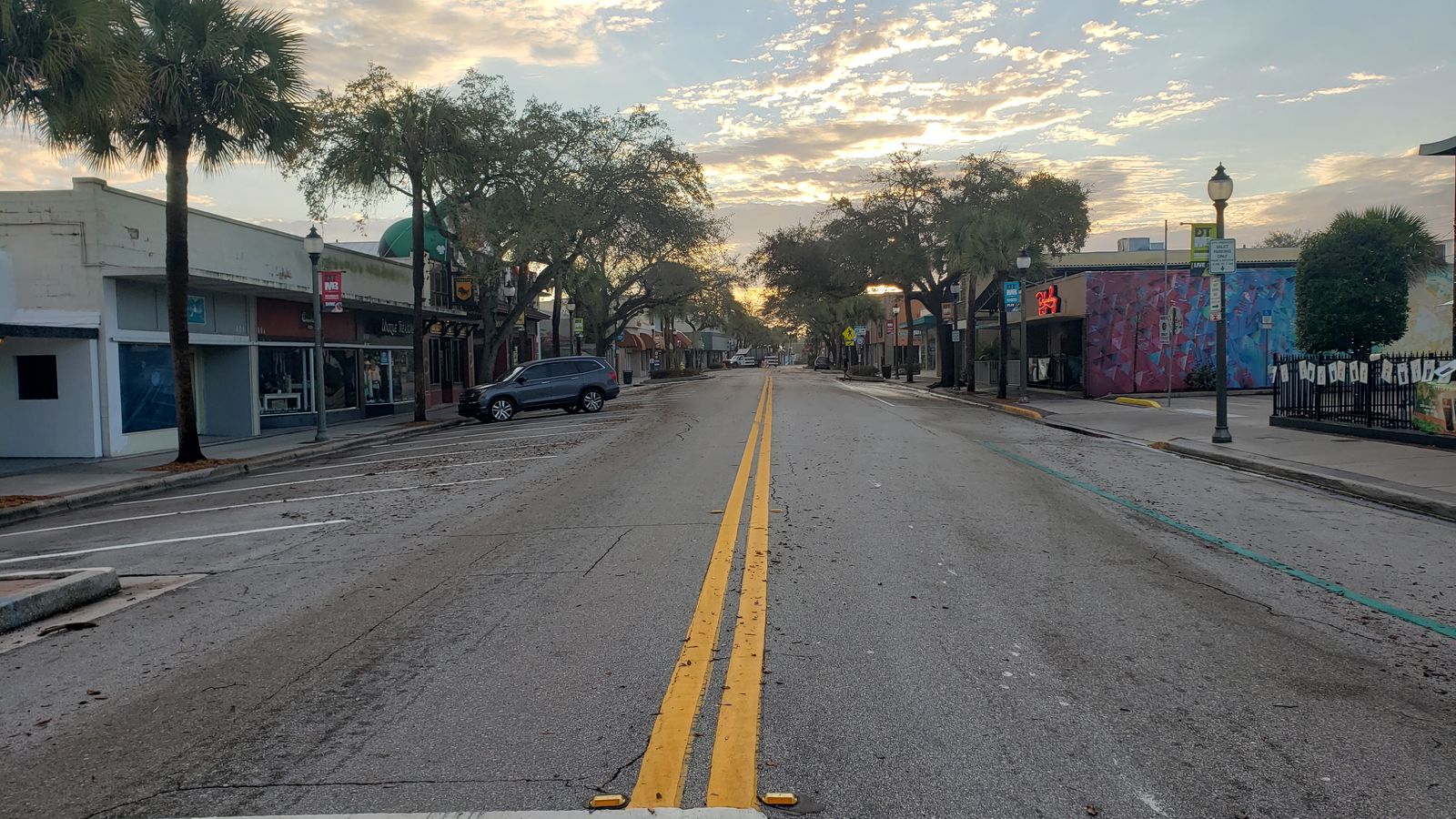 Sunrise over New Haven Avenue in downtown Melbourne