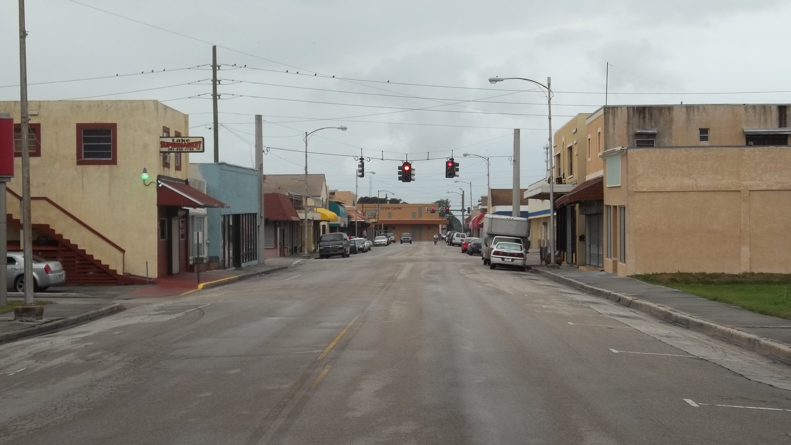 Avenue A in downtown Belle Glade, looking west near the old city hall and fire station
